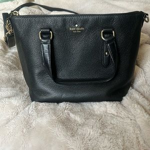 kate spade Black Leather Crossbody Tote with Gold Hardware